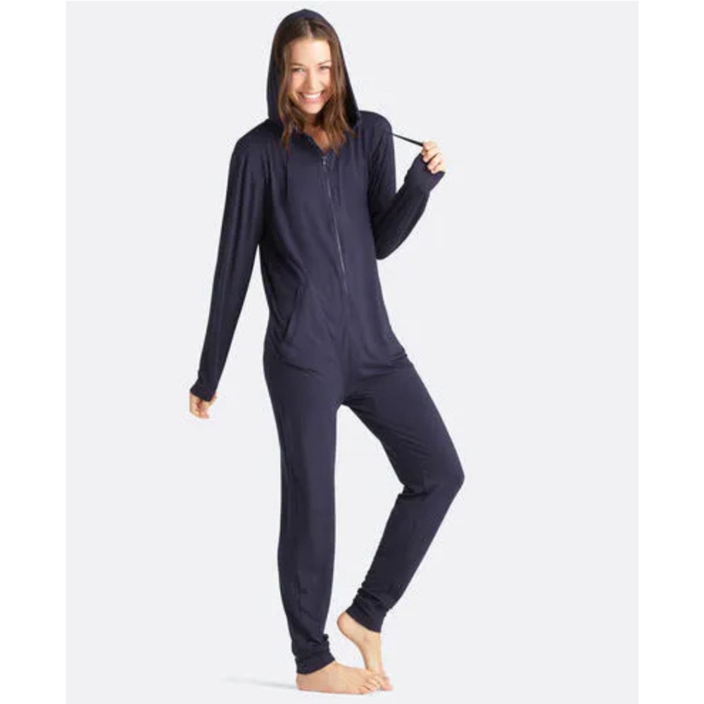 Meundies Onesie in Dark Sapphire Unisex Size S/M Navy Blue Modal with Zipper